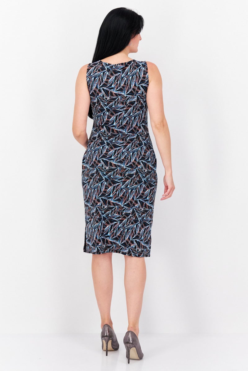 HALSTON Women Allover Printed Mini  Dress, Black Combo - Image 4